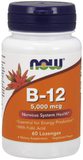 NOW Vitamin B-12 5000 mcg + Folic Acid 60 tabs