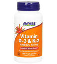 NOW Vitamin D-3 and K-2 120 caps